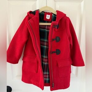 Baby Gap Red Peacoat hooded sz 3T